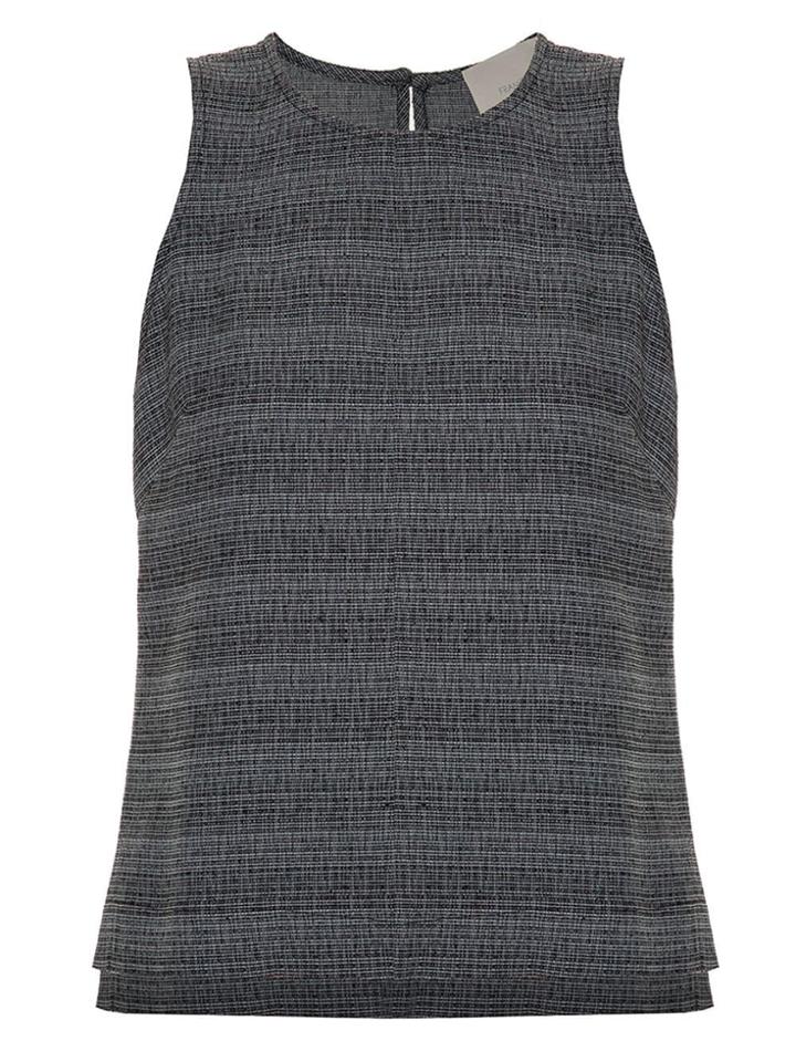 Framed Striped Tweed Tank Top - Grey