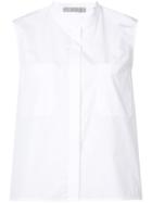 Vince - Collarless Sleeveless Shirt - Women - Cotton - S, White, Cotton
