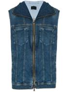 Diesel Black Gold Denim Zip Front Hooded Vest - Blue