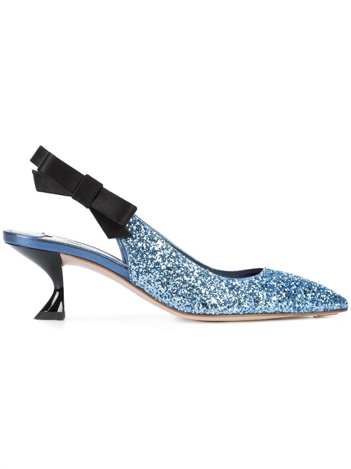 Miu Miu Glitter Slingback Pumps - Blue