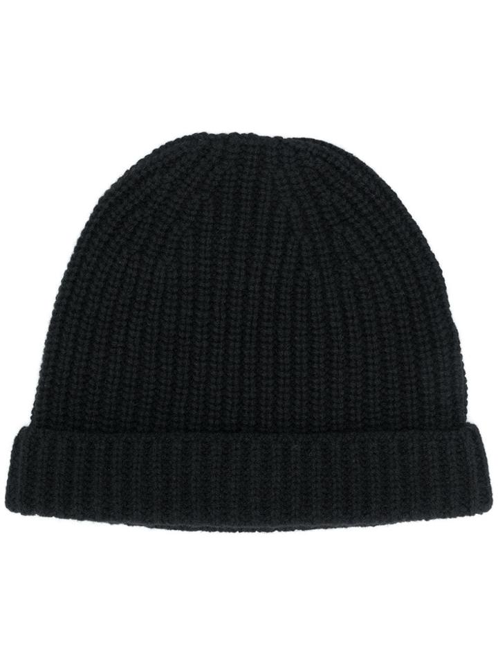 Cruciani Rib Knit Beanie - Black