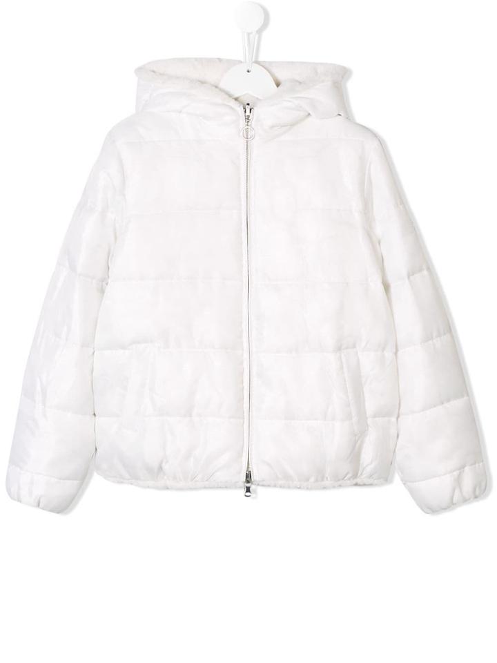 Pinko Kids Hooded Padded Jacket - White