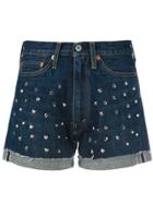 Junya Watanabe Studded Denim Shorts - Blue
