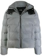 Les Hommes Press Stud Hood Puffer Jacket - Grey