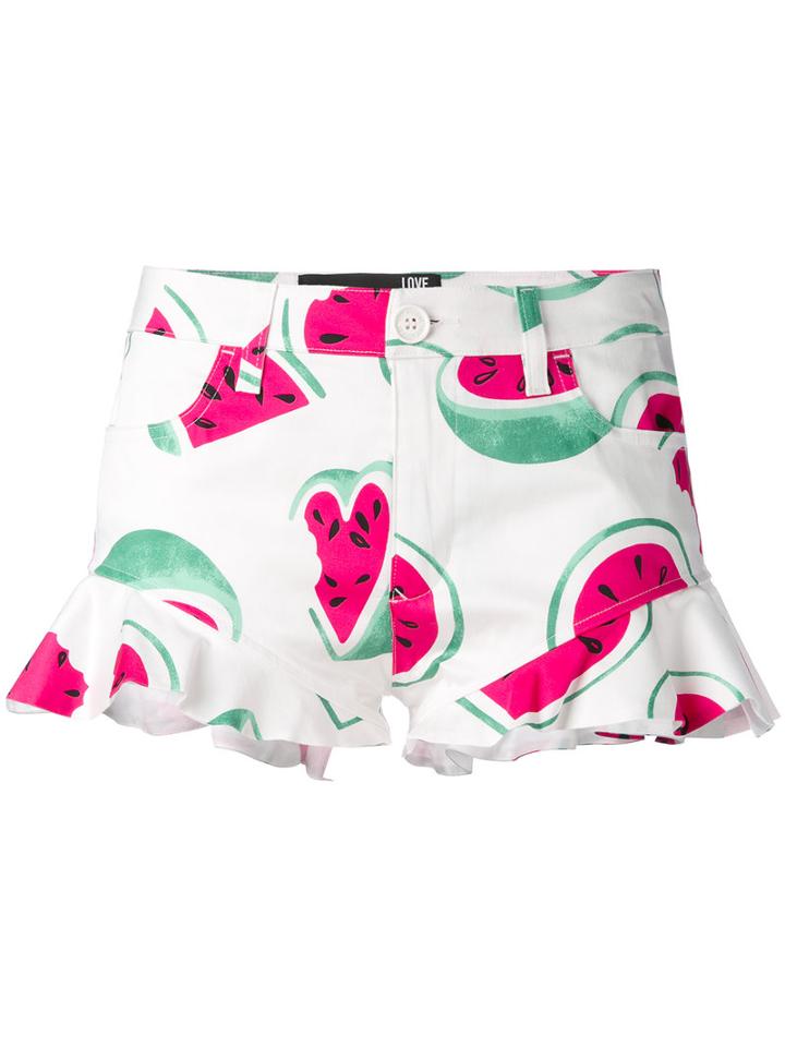 Love Moschino - Watermelon Print Shorts - Women - Cotton/spandex/elastane - 42, White, Cotton/spandex/elastane