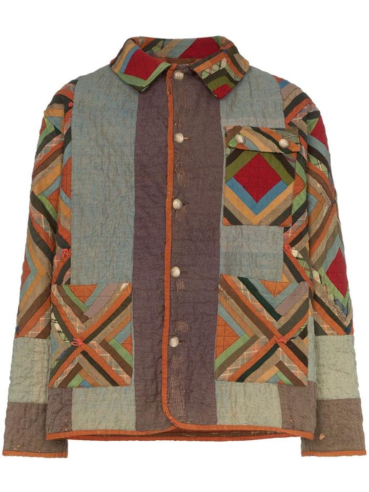 Bode Workwear Quilted Collared Jacket - Brown