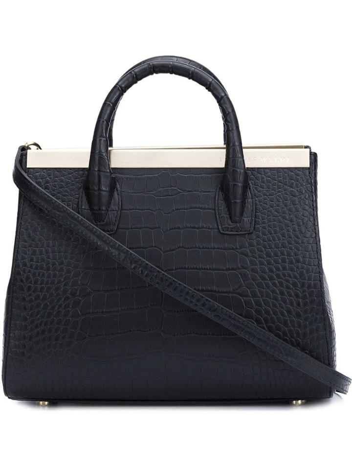 Thomas Wylde Embossed Crocodile Effect Tote - Black