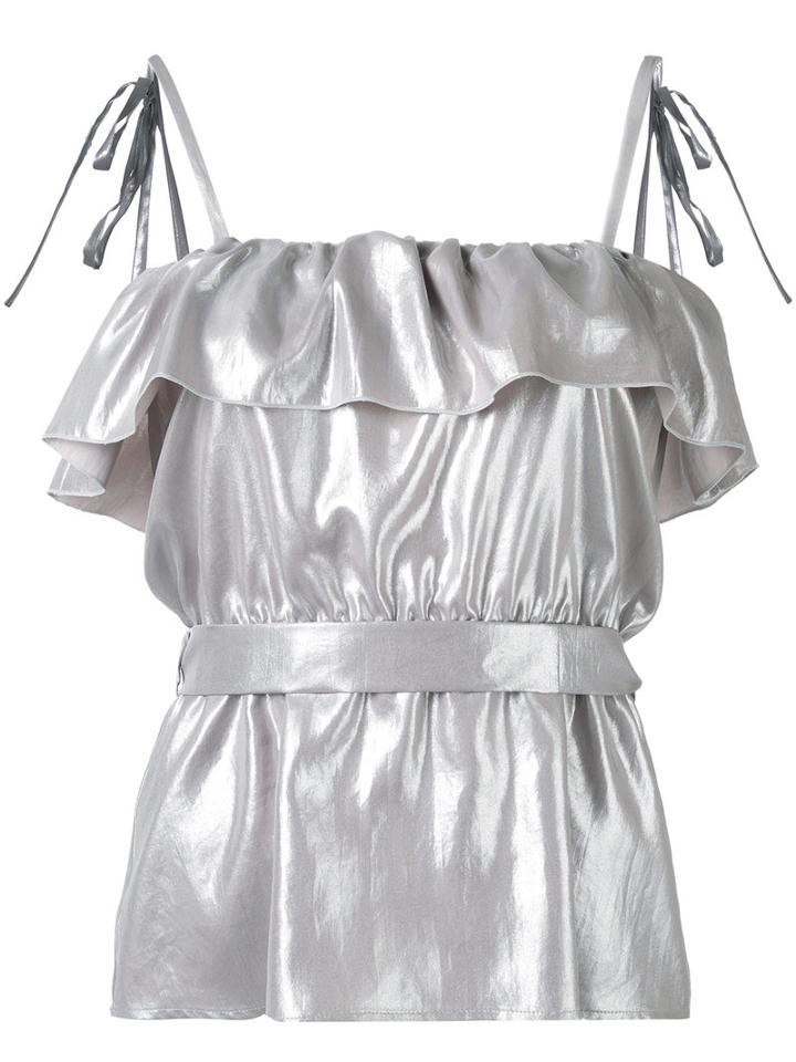 L'autre Chose - High Shine Top - Women - Polyester - 42, Grey, Polyester