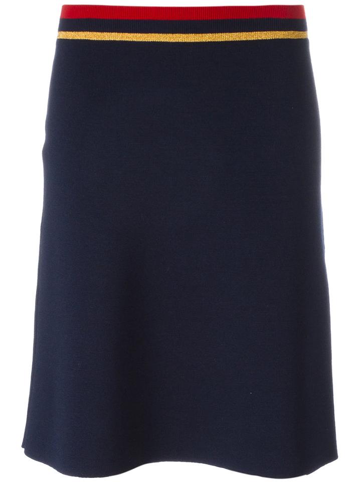 Gucci Web Waistband Skirt, Women's, Size: Medium, Blue, Polyester/viscose/wool/metallic Fibre