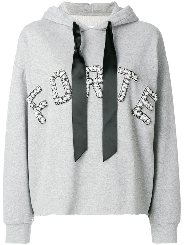 Forte Dei Marmi Couture Beaded Logo Patch Hoodie - Grey