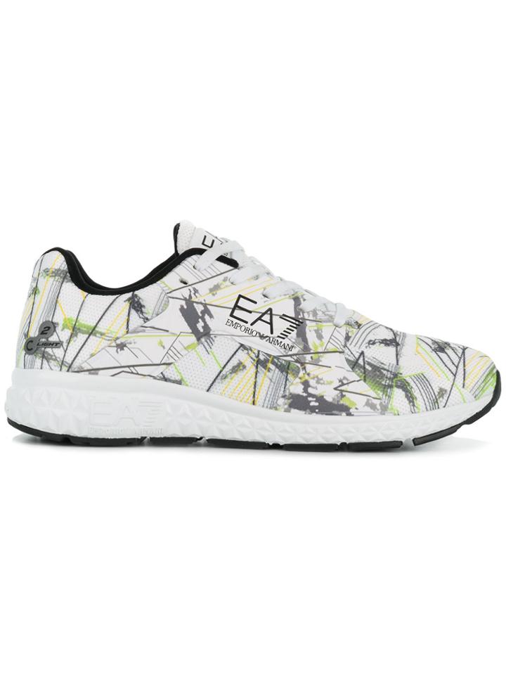 Ea7 Emporio Armani Printed Lace-up Sneakers - White