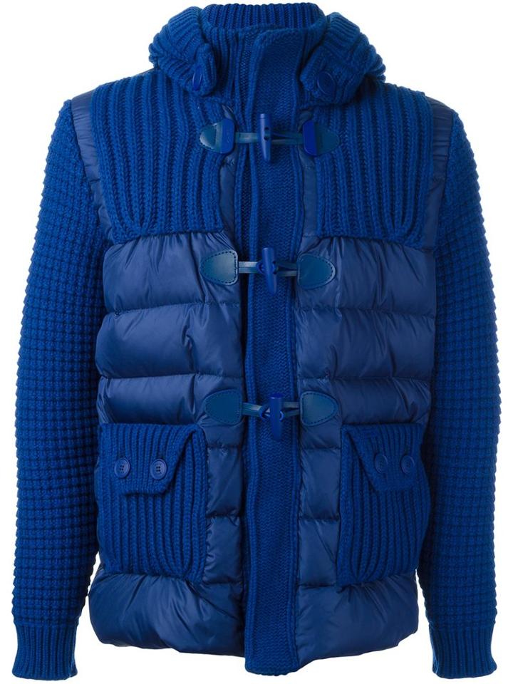 Bark Quilted Zip Up Jacket, Men's, Size: Large, Blue, Polyester/polyamide/wool/feather Down
