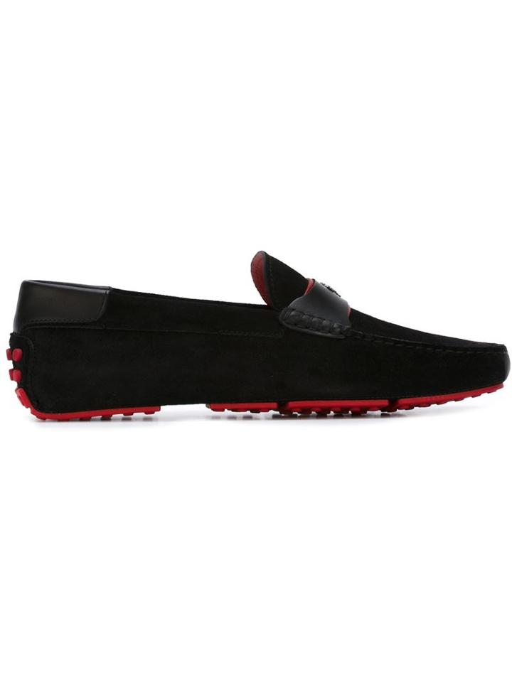 Tod S Ferrari X Tod S Tyre Gommino Driving Shoes, Men's, Size: 8, Black, Rubber/suede/leather