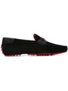Tod S Ferrari X Tod S Tyre Gommino Driving Shoes, Men's, Size: 8, Black, Rubber/suede/leather
