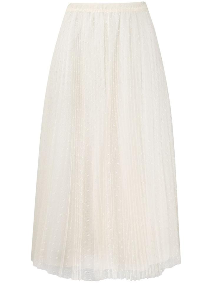 Red Valentino Point D'esprit Tulle Midi Skirt - White