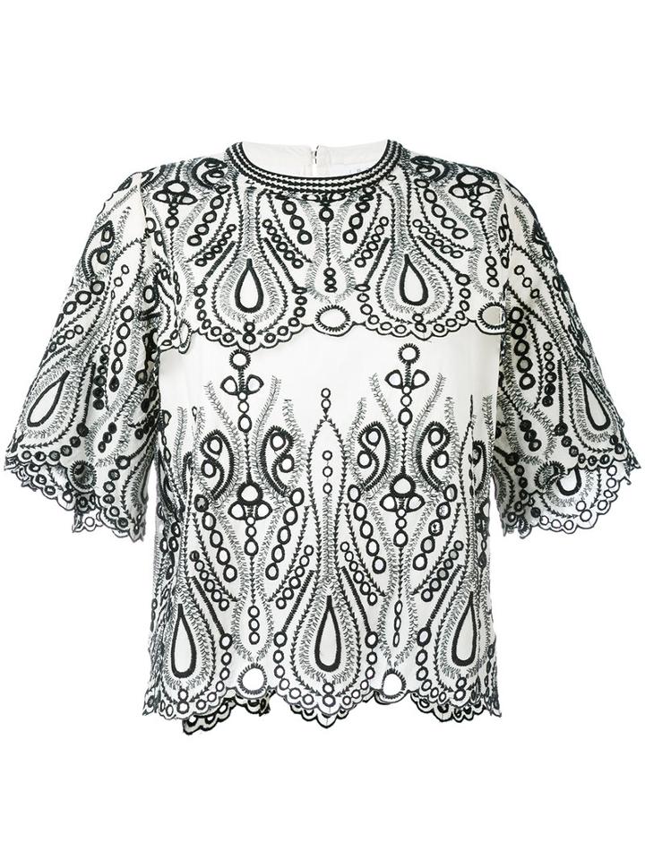 Iro - Embroidered T-shirt - Women - Cotton/polyester - 38, Black, Cotton/polyester