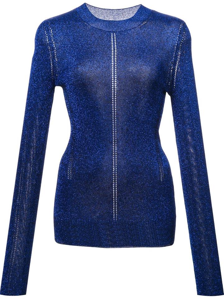 Christopher Kane Lurex Knitted Top, Women's, Size: Large, Blue, Viscose/polyester/nylon