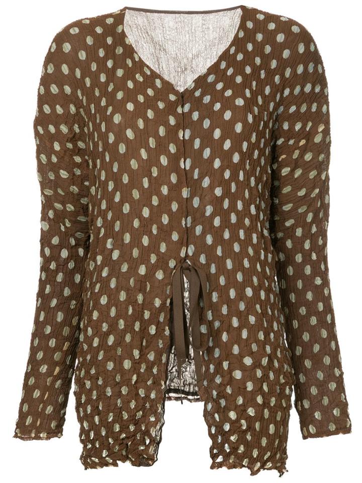 Issey Miyake Vintage Polka Dot Tie Top - Brown