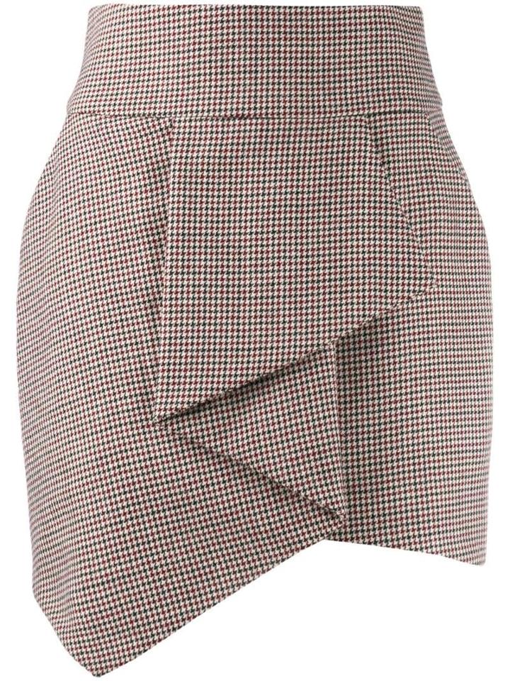Alexandre Vauthier Houndstooth Asymmetric Mini Skirt - Neutrals