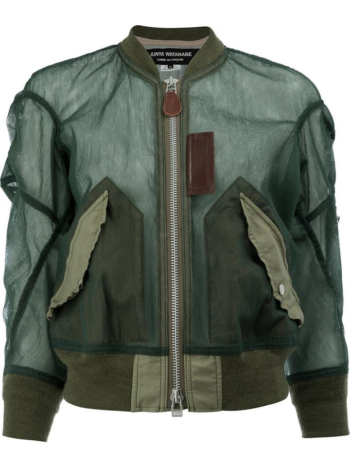 Junya Watanabe Comme Des Garçons - Contrast Bomber Jacket - Women - Nylon - M, Women's, Green, Nylon