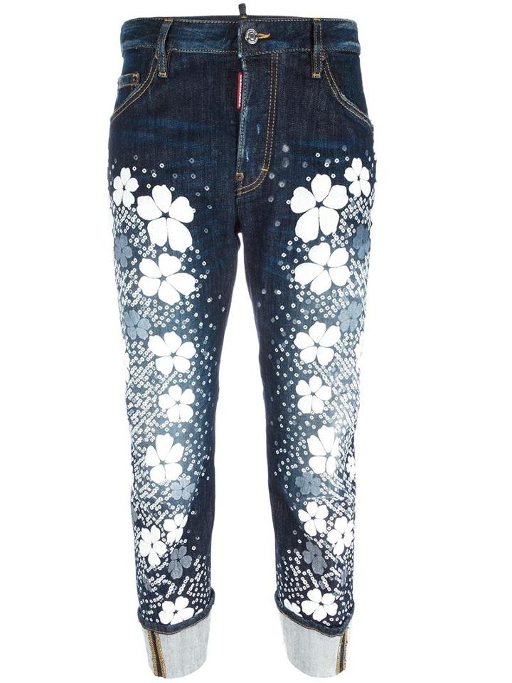 Dsquared2 Work Wear Tokyo Flower Jeans, Women's, Size: 42, Blue, Cotton/spandex/elastane