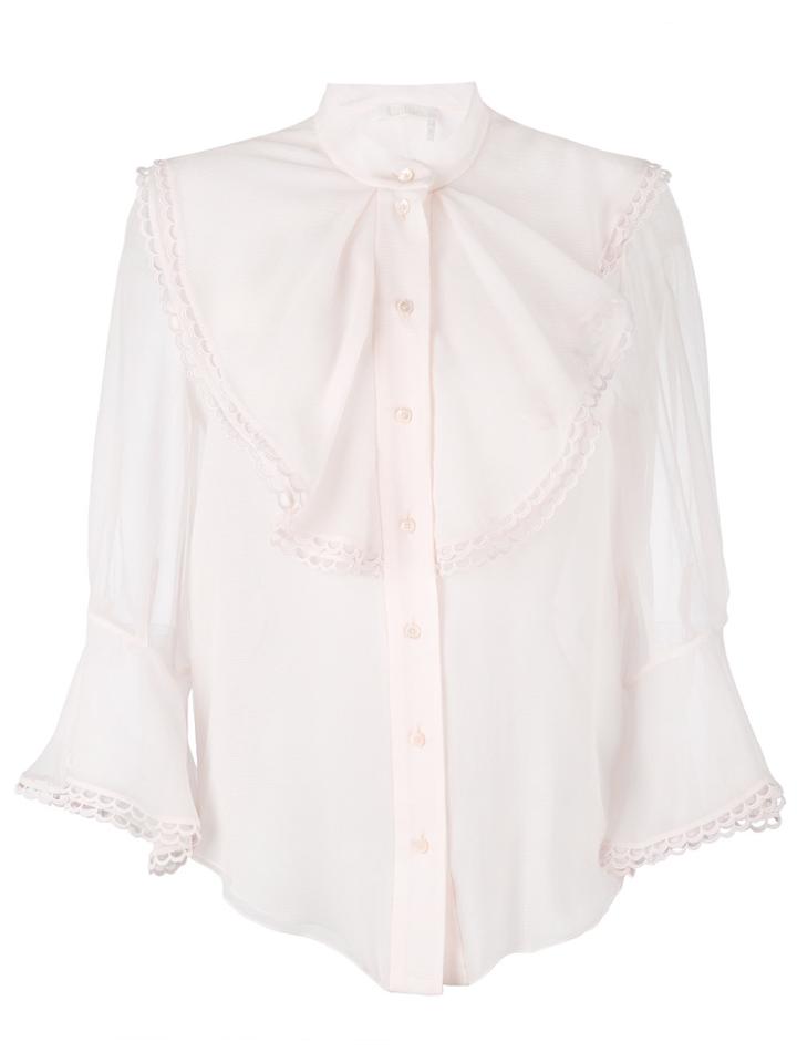Chloé Ruffle Yoke Blouse - Pink & Purple