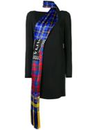 Versace Checked Scarf-detail Dress - Black