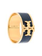 Tory Burch Enamelled Raised-logo Wide Bracelet - Blue
