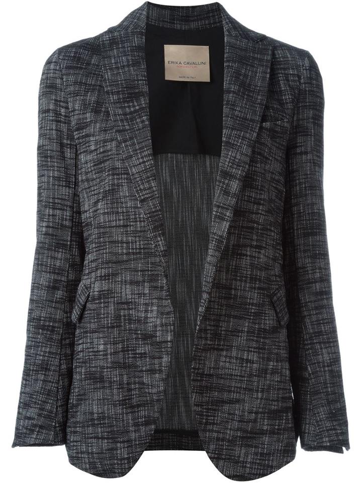 Erika Cavallini Open Front Blazer, Women's, Size: 40, Black, Cotton/polyamide/spandex/elastane/cotton