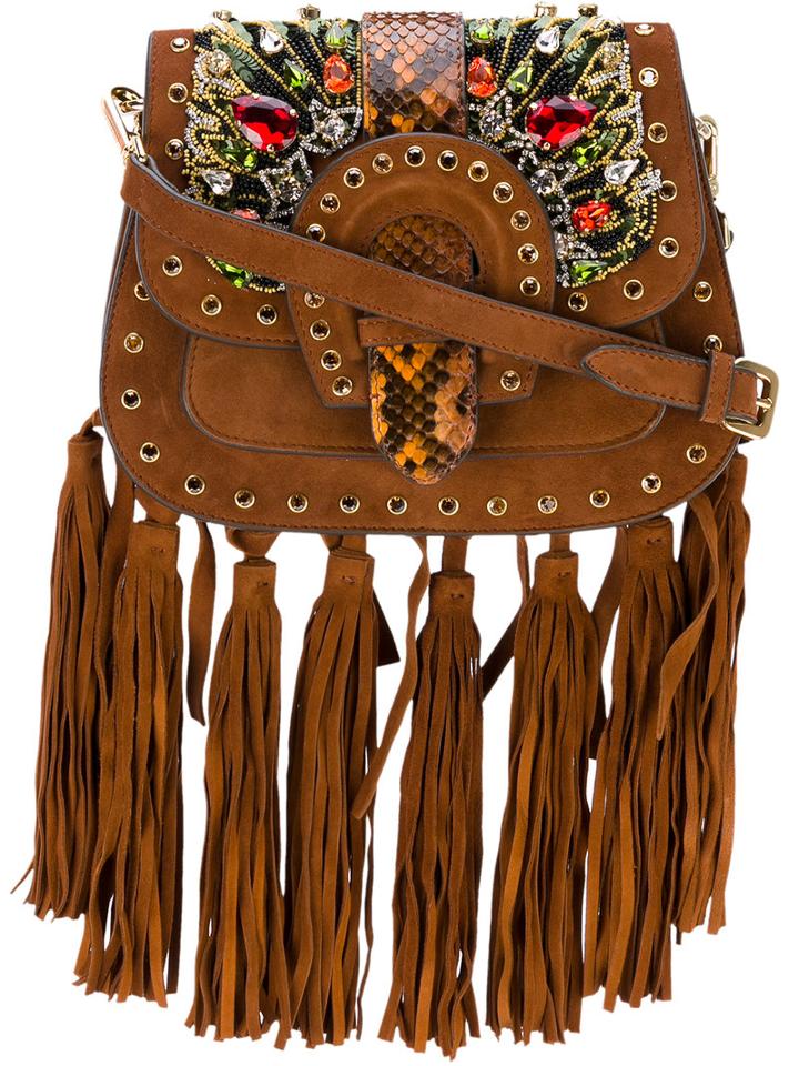 Gedebe - Tasseled Satchel Bag - Women - Leather/suede/pvc/glass - One Size, Brown, Leather/suede/pvc/glass