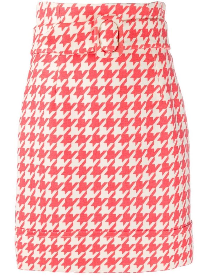 Sara Battaglia Houndstooth Skirt - Orange