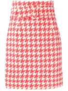 Sara Battaglia Houndstooth Skirt - Orange