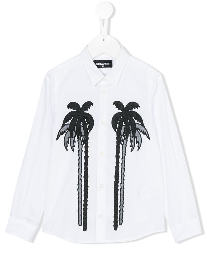 Dsquared2 Kids - Palm Print Shirt - Kids - Cotton - 12 Yrs, Boy's, White