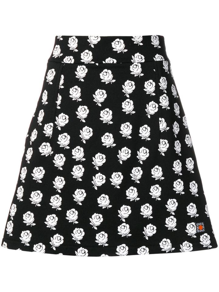 Kenzo Flower Print Skirt - Black