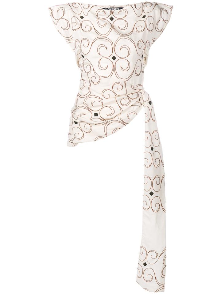 Jacquemus Printed Asymmetric Top - Nude & Neutrals