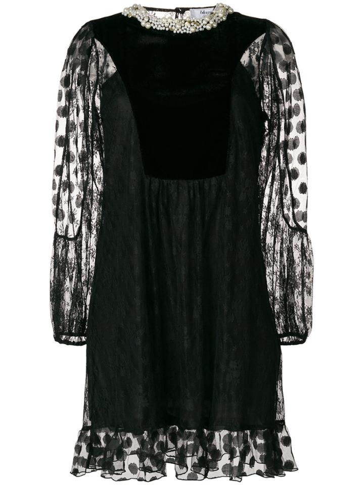 Blugirl Lace And Velvet Mini-dress - Black