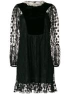 Blugirl Lace And Velvet Mini-dress - Black