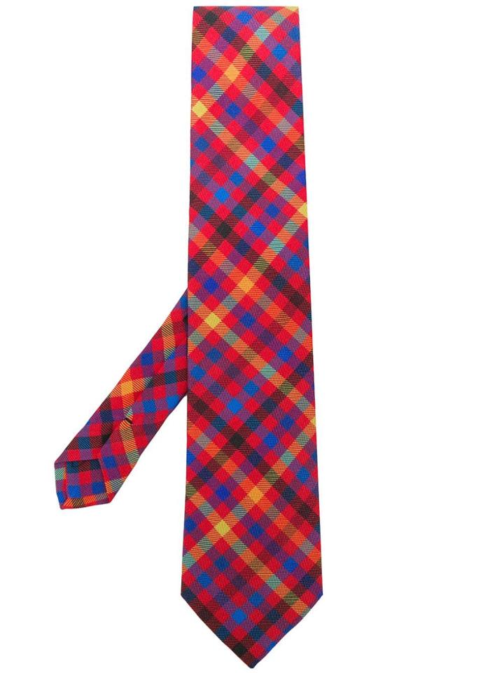 Etro Check Print Tie - Red