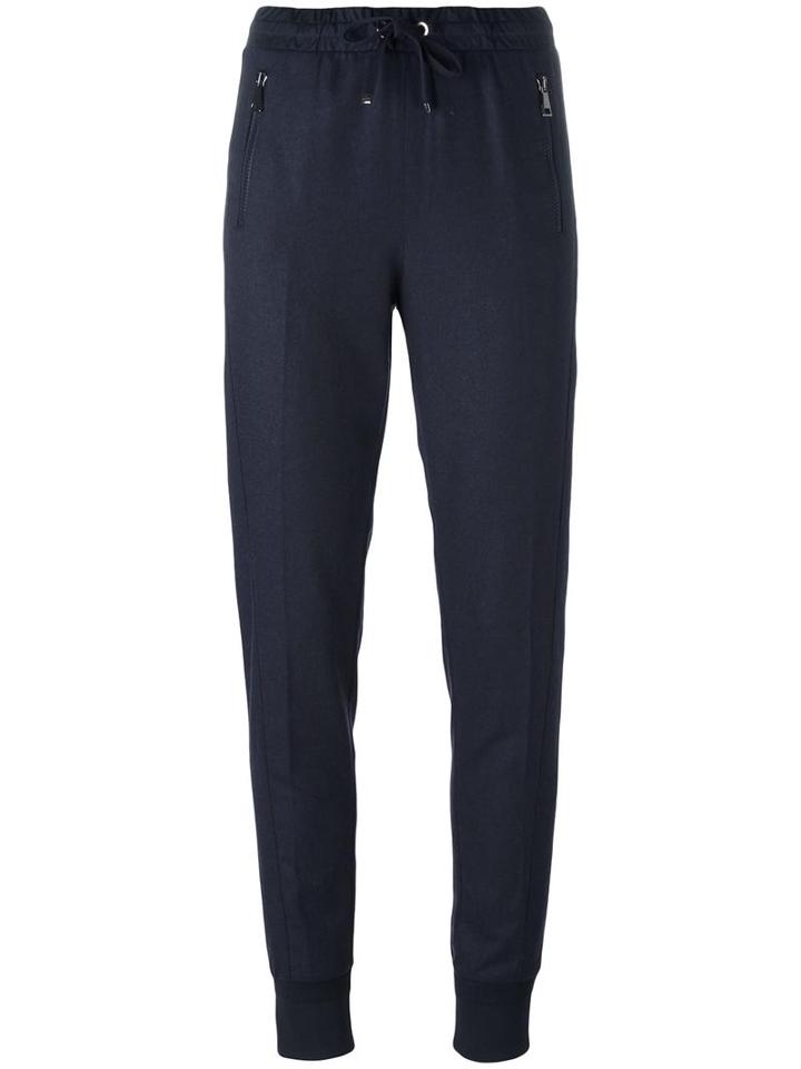 Moncler Slim Fit Track Pants, Women's, Size: 42, Blue, Polyamide/virgin Wool
