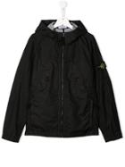 Stone Island Junior Teen Hooded Zip Jacket - Black