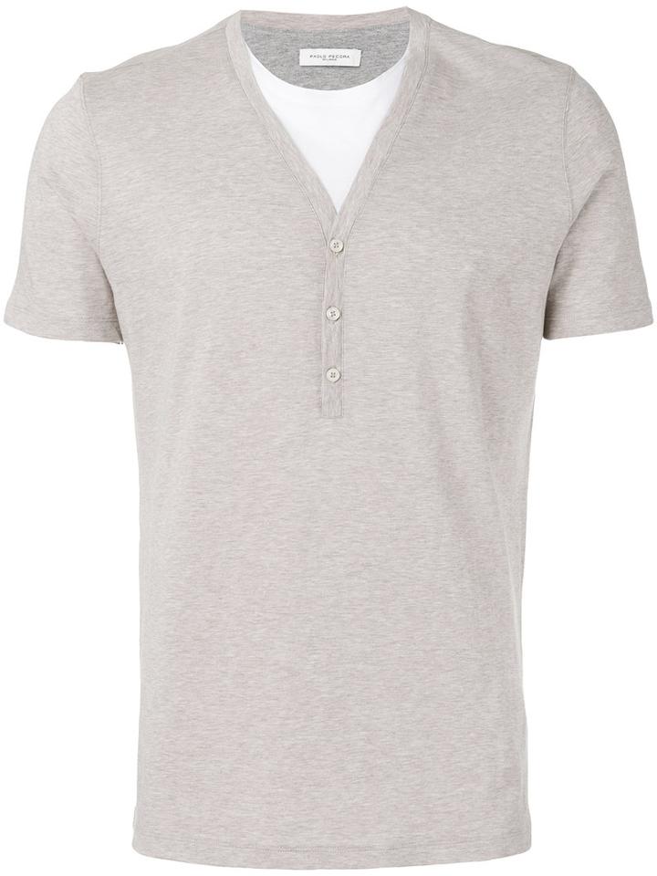 Paolo Pecora - Layered Effect T-shirt - Men - Cotton - Xl, Nude/neutrals, Cotton