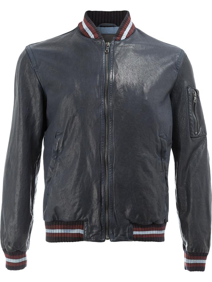Drome Leather Bomber Jacket - Blue