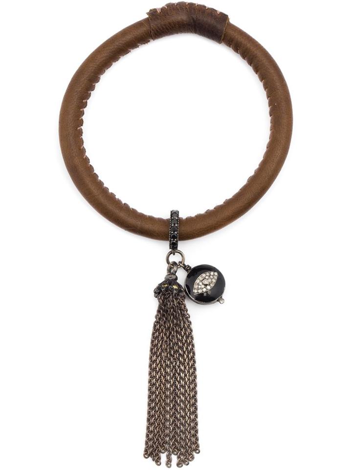 Loree Rodkin Diamond Eye Charm Tassel Bracelt - Brown