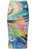 Versace Mixed Print Pencil Skirt - Black