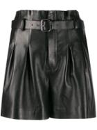 Red Valentino Belted Leather Shorts - Black