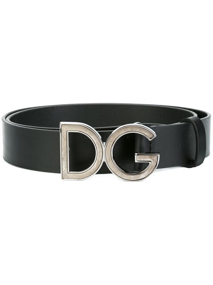 Dolce & Gabbana Logo Buckle Belt, Men's, Size: 90, Black, Calf Leather