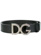 Dolce & Gabbana Logo Buckle Belt, Men's, Size: 90, Black, Calf Leather