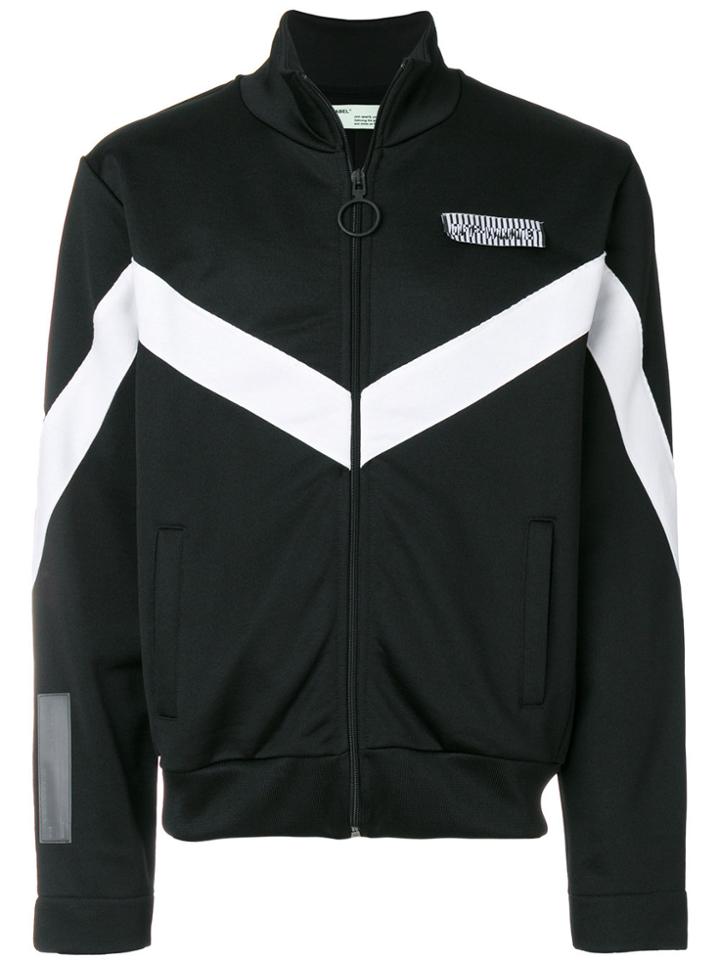 Off-white Zig Zag Print Zipped Sweater - Black