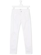 Msgm Kids Ripped Straight Trousers - White