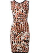Herve Leger Intarsia Knit Fitted Dress